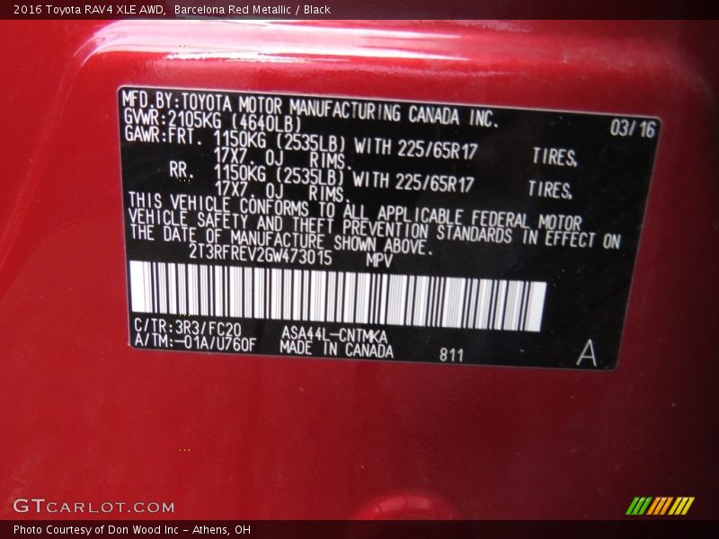 Barcelona Red Metallic / Black 2016 Toyota RAV4 XLE AWD