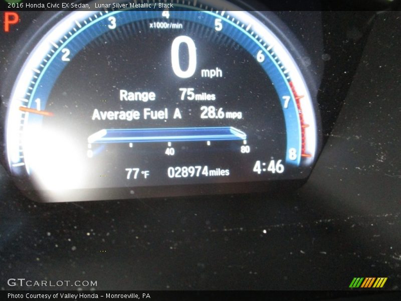 Lunar Silver Metallic / Black 2016 Honda Civic EX Sedan