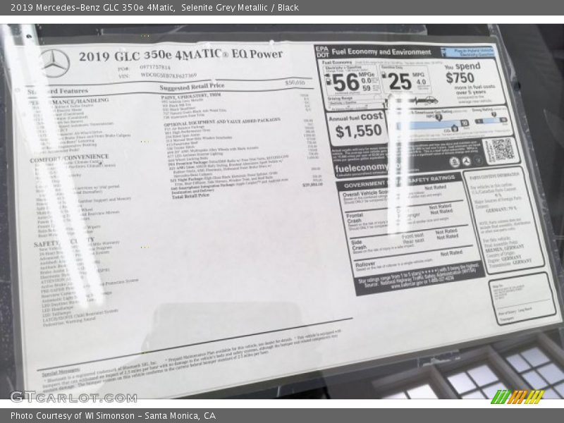 Selenite Grey Metallic / Black 2019 Mercedes-Benz GLC 350e 4Matic