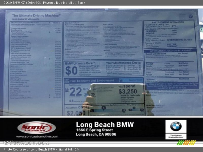 Phytonic Blue Metallic / Black 2019 BMW X7 xDrive40i