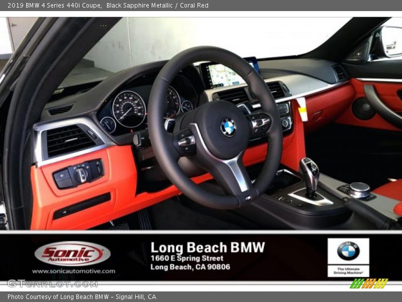 Black Sapphire Metallic / Coral Red 2019 BMW 4 Series 440i Coupe