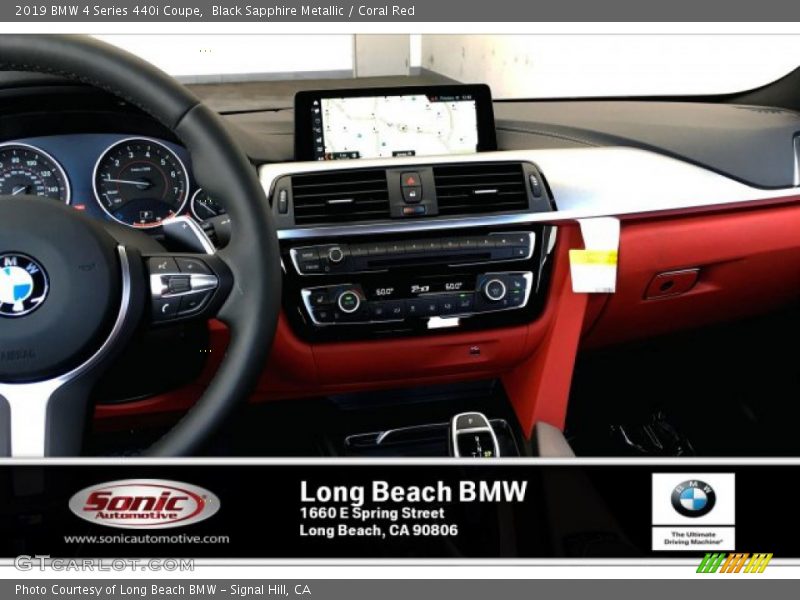 Black Sapphire Metallic / Coral Red 2019 BMW 4 Series 440i Coupe