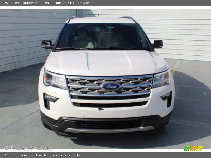 White Platinum / Medium Stone 2018 Ford Explorer XLT