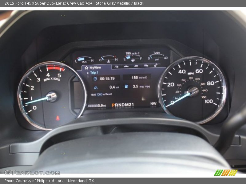 Stone Gray Metallic / Black 2019 Ford F450 Super Duty Lariat Crew Cab 4x4