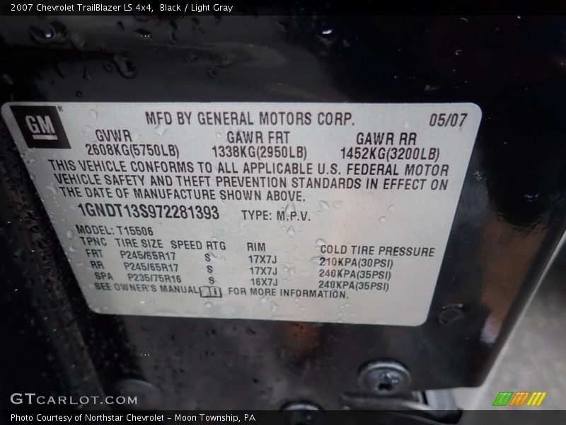 Black / Light Gray 2007 Chevrolet TrailBlazer LS 4x4