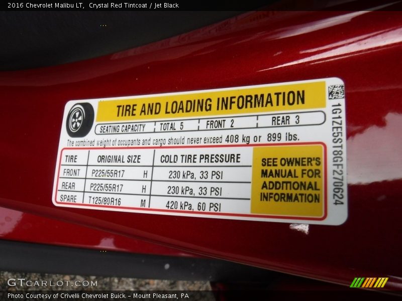 Crystal Red Tintcoat / Jet Black 2016 Chevrolet Malibu LT