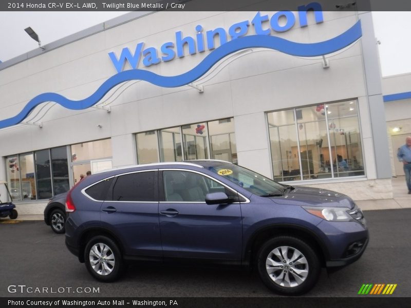 Twilight Blue Metallic / Gray 2014 Honda CR-V EX-L AWD