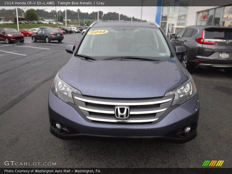 Twilight Blue Metallic / Gray 2014 Honda CR-V EX-L AWD