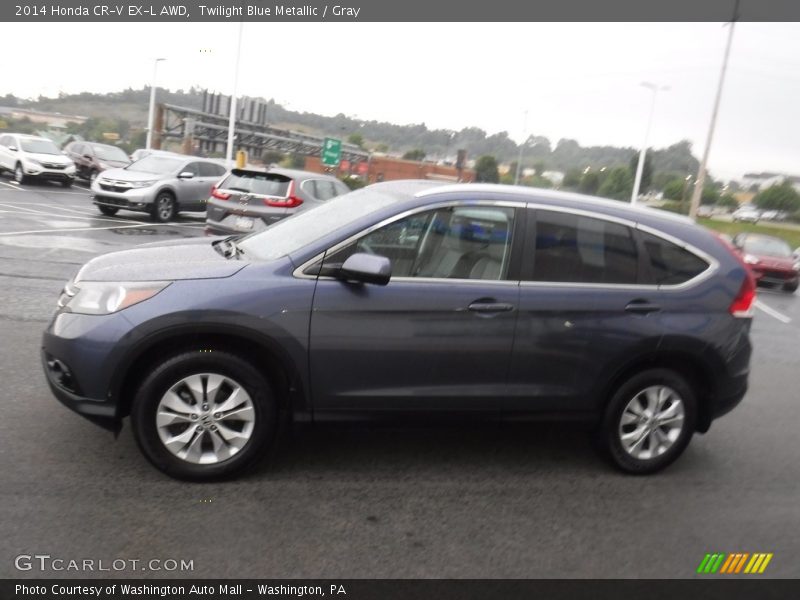 Twilight Blue Metallic / Gray 2014 Honda CR-V EX-L AWD