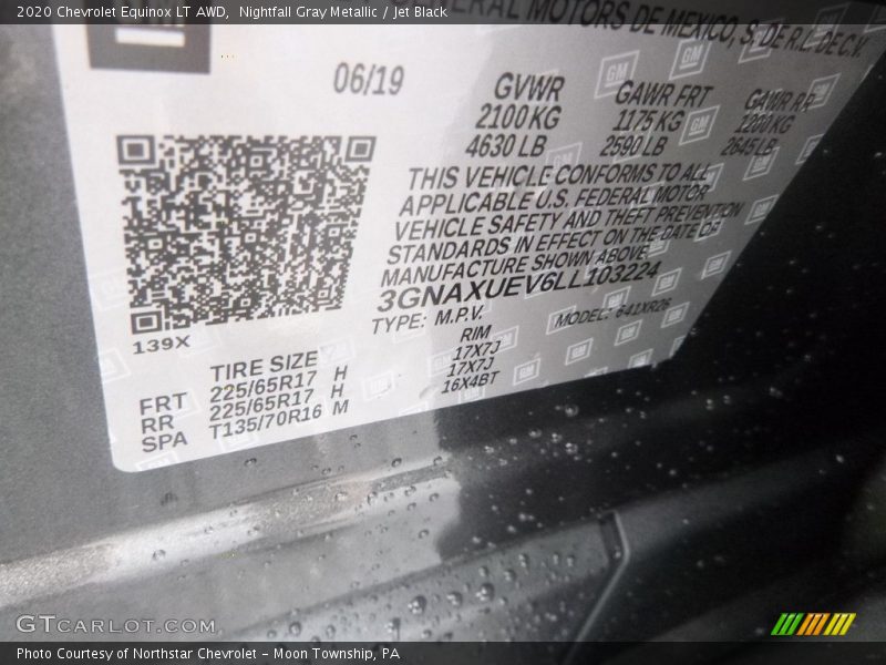 Nightfall Gray Metallic / Jet Black 2020 Chevrolet Equinox LT AWD