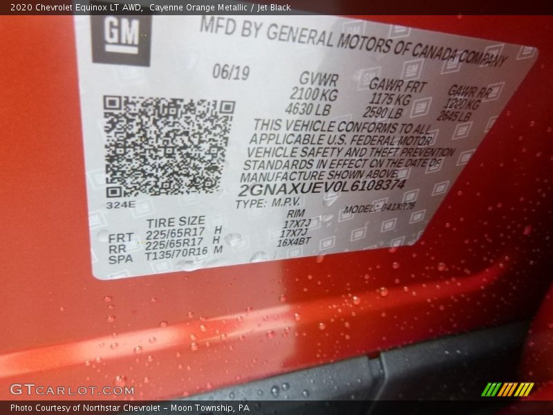 Cayenne Orange Metallic / Jet Black 2020 Chevrolet Equinox LT AWD