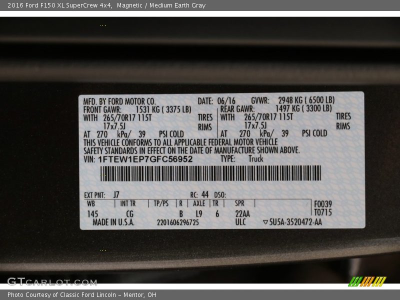 Magnetic / Medium Earth Gray 2016 Ford F150 XL SuperCrew 4x4