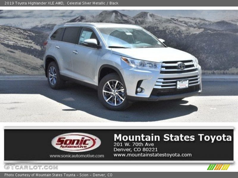 Celestial Silver Metallic / Black 2019 Toyota Highlander XLE AWD