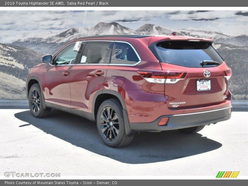 Salsa Red Pearl / Black 2019 Toyota Highlander SE AWD