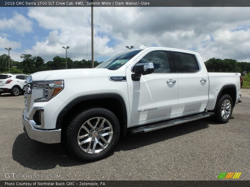 Summit White / Dark Walnut/­Slate 2019 GMC Sierra 1500 SLT Crew Cab 4WD