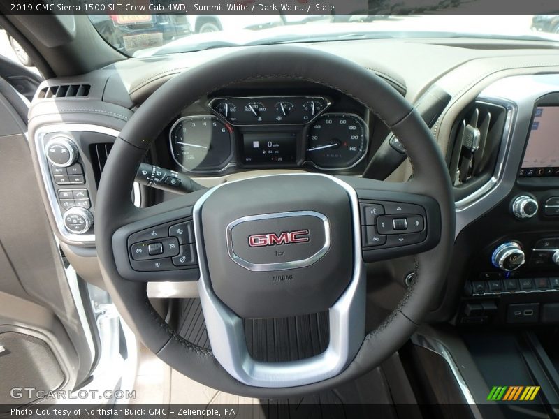Summit White / Dark Walnut/­Slate 2019 GMC Sierra 1500 SLT Crew Cab 4WD