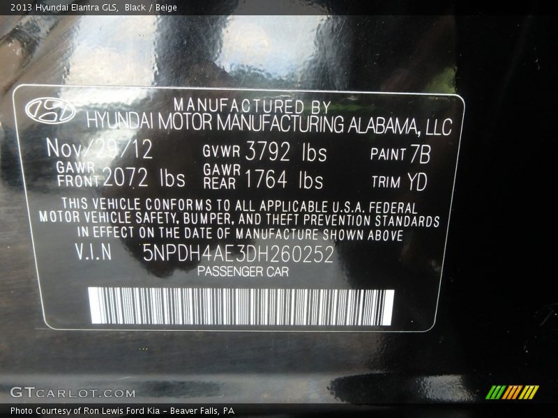 Black / Beige 2013 Hyundai Elantra GLS