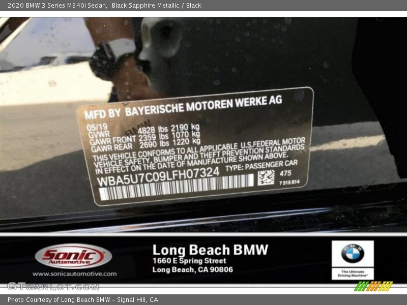 Black Sapphire Metallic / Black 2020 BMW 3 Series M340i Sedan