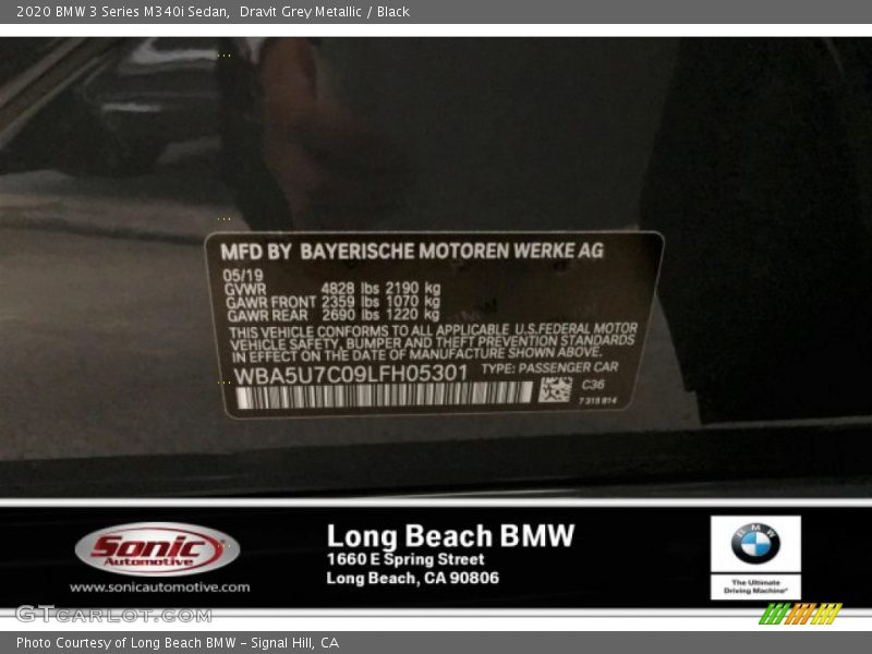Dravit Grey Metallic / Black 2020 BMW 3 Series M340i Sedan