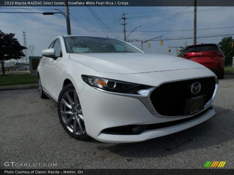 Snowflake White Pearl Mica / Greige 2019 Mazda MAZDA3 Select Sedan