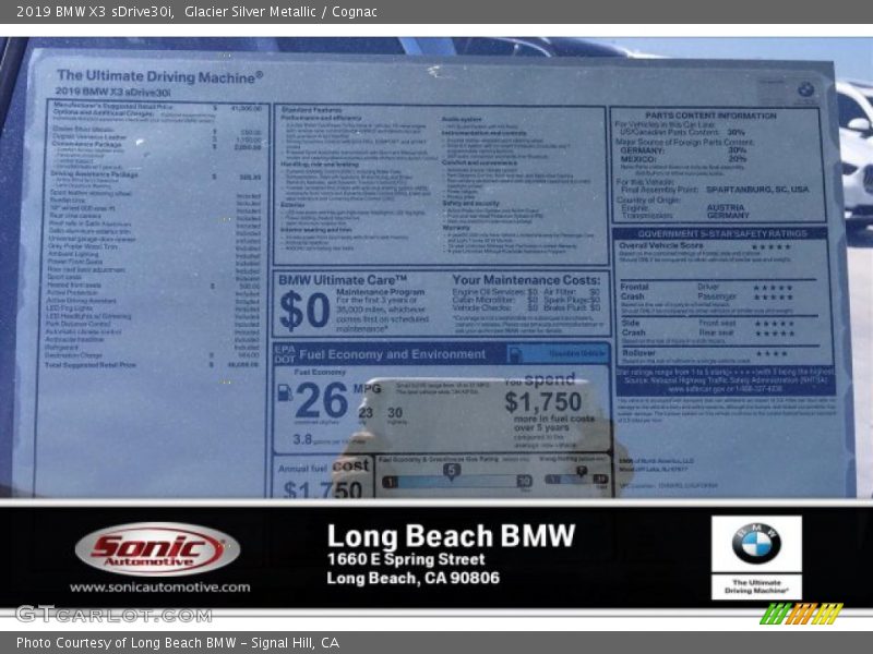 Glacier Silver Metallic / Cognac 2019 BMW X3 sDrive30i