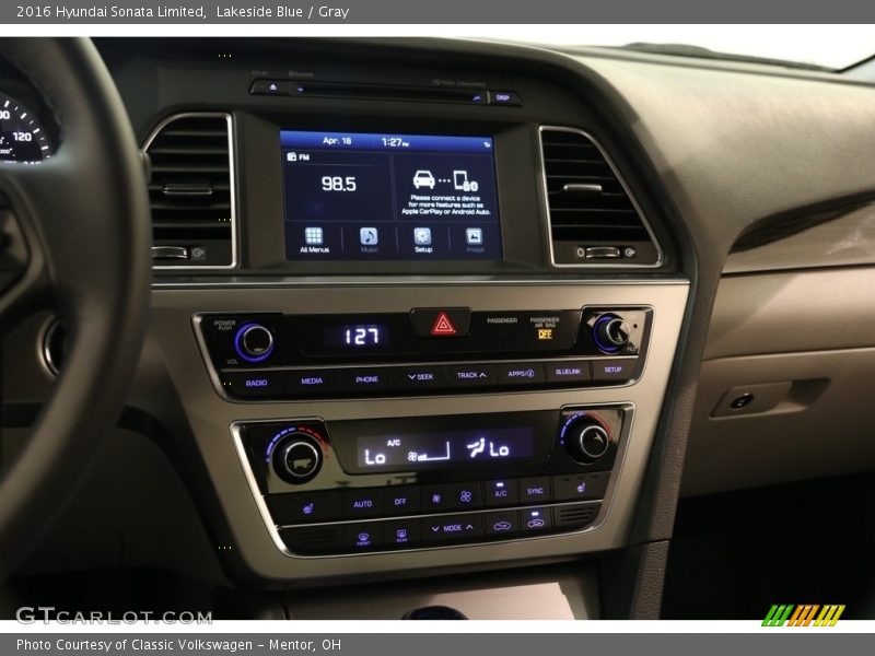 Lakeside Blue / Gray 2016 Hyundai Sonata Limited