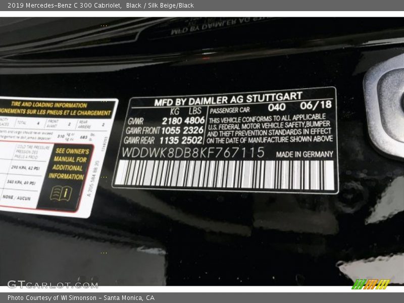 Black / Silk Beige/Black 2019 Mercedes-Benz C 300 Cabriolet