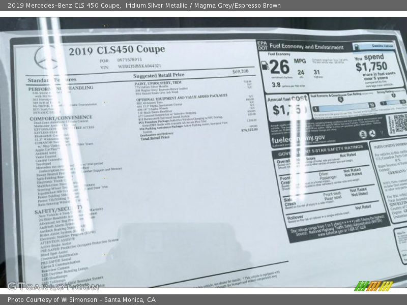 Iridium Silver Metallic / Magma Grey/Espresso Brown 2019 Mercedes-Benz CLS 450 Coupe