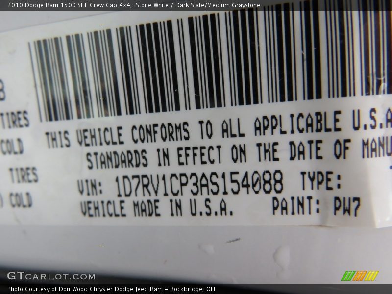Stone White / Dark Slate/Medium Graystone 2010 Dodge Ram 1500 SLT Crew Cab 4x4