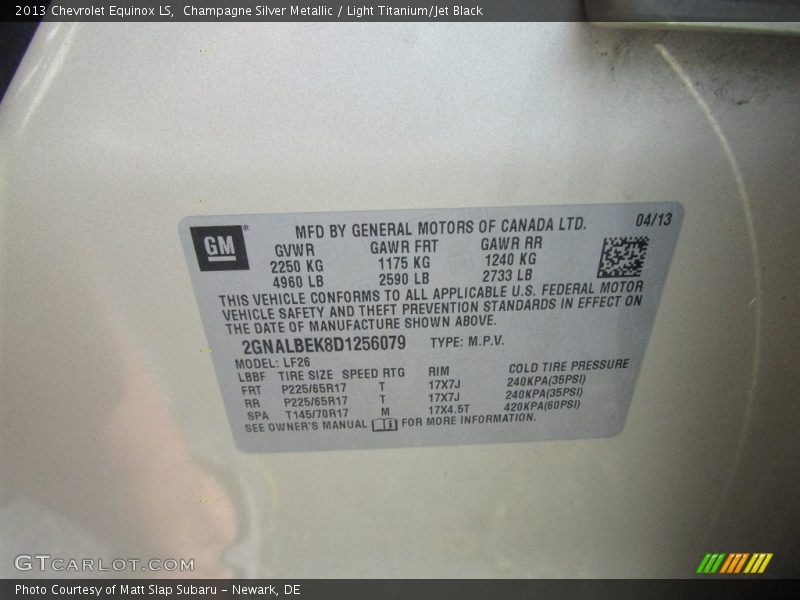 Champagne Silver Metallic / Light Titanium/Jet Black 2013 Chevrolet Equinox LS