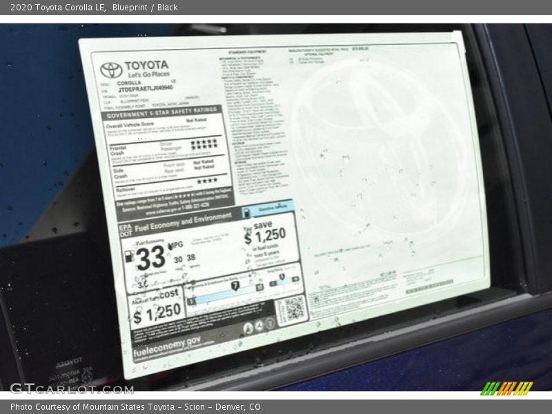 Blueprint / Black 2020 Toyota Corolla LE