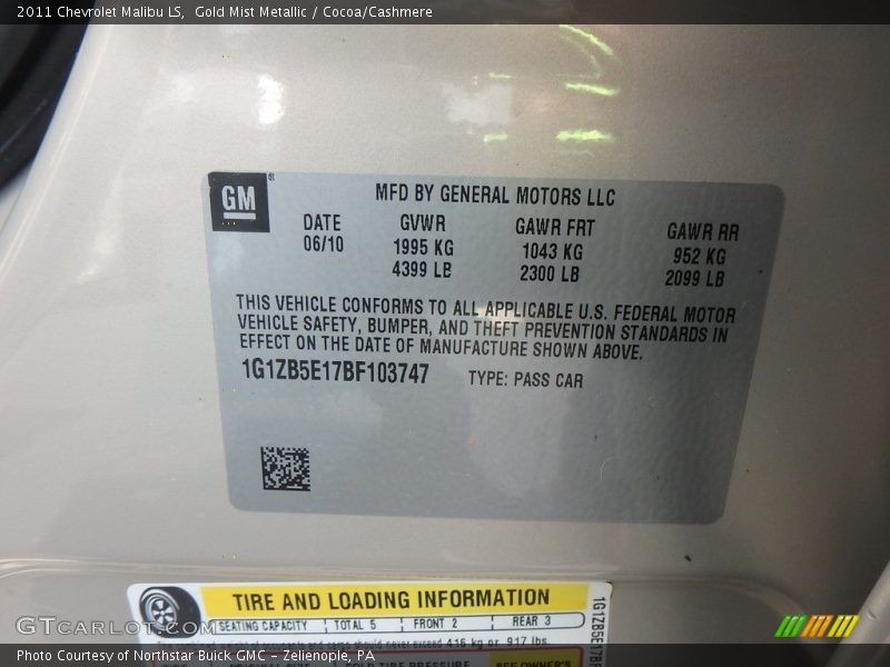 Gold Mist Metallic / Cocoa/Cashmere 2011 Chevrolet Malibu LS