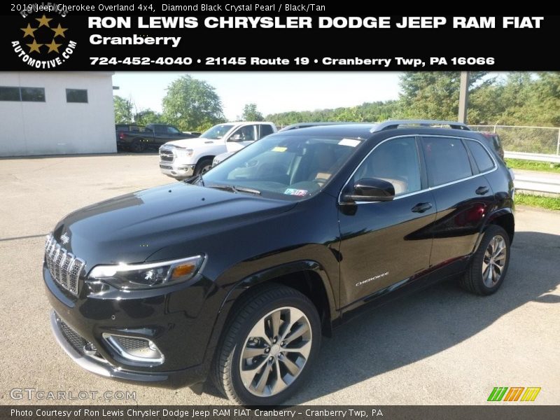Diamond Black Crystal Pearl / Black/Tan 2019 Jeep Cherokee Overland 4x4