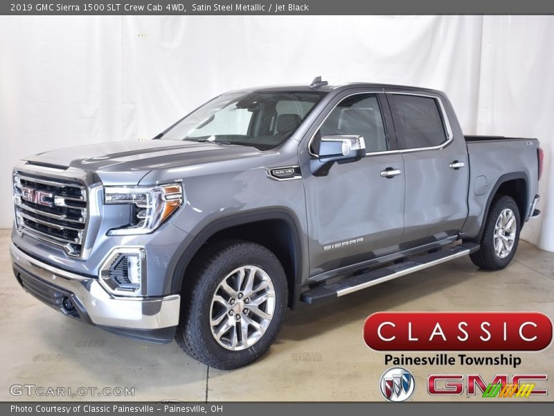 Satin Steel Metallic / Jet Black 2019 GMC Sierra 1500 SLT Crew Cab 4WD