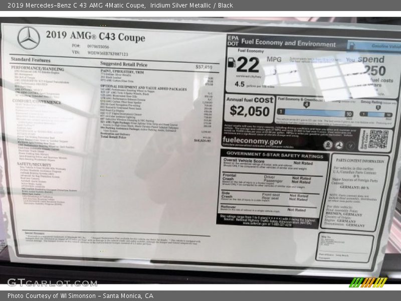 Iridium Silver Metallic / Black 2019 Mercedes-Benz C 43 AMG 4Matic Coupe