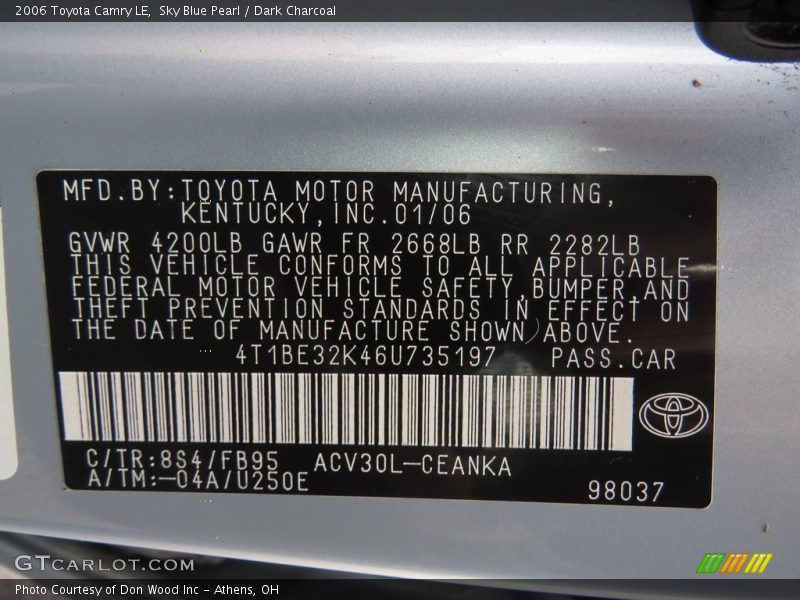 Sky Blue Pearl / Dark Charcoal 2006 Toyota Camry LE