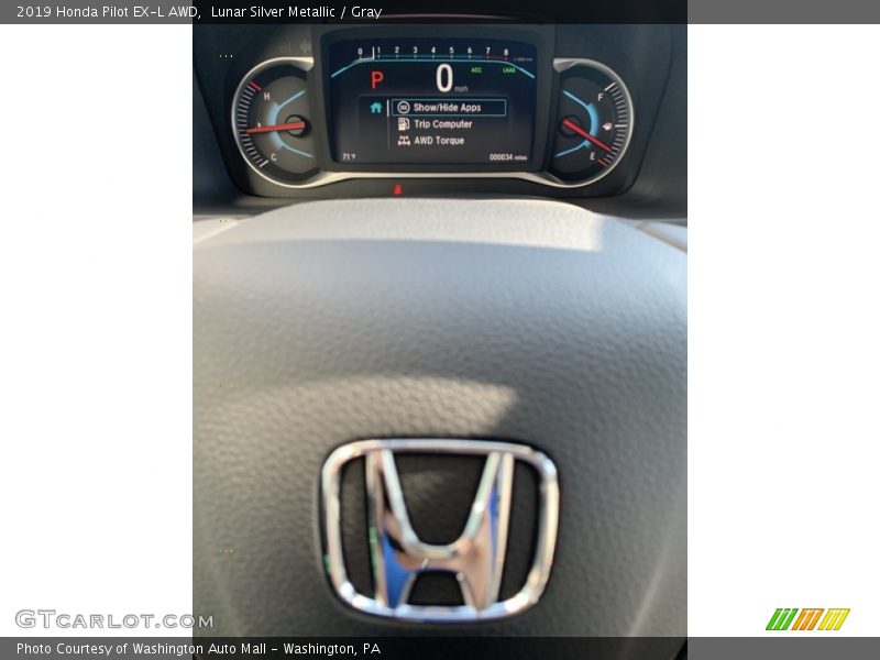 Lunar Silver Metallic / Gray 2019 Honda Pilot EX-L AWD