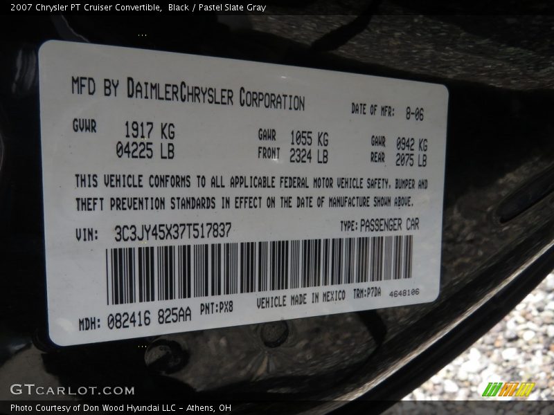 Black / Pastel Slate Gray 2007 Chrysler PT Cruiser Convertible