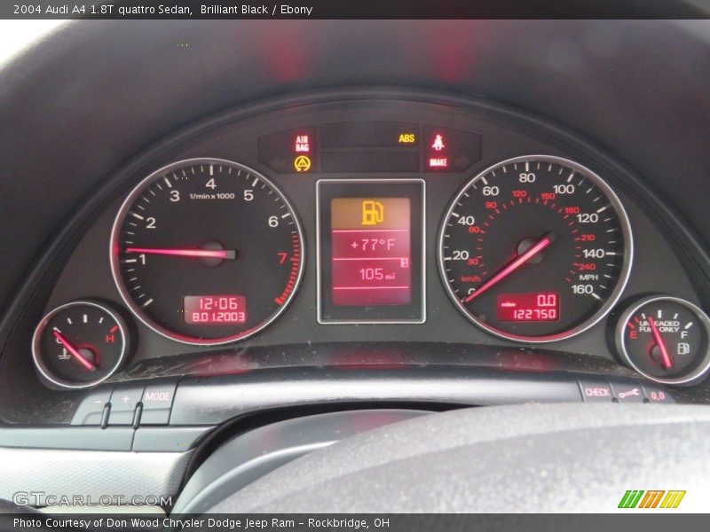 Brilliant Black / Ebony 2004 Audi A4 1.8T quattro Sedan