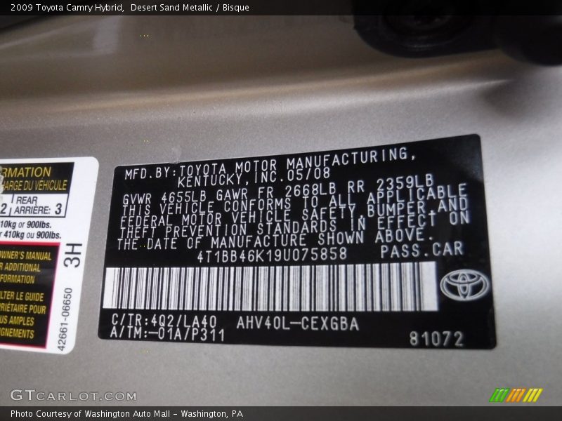 Desert Sand Metallic / Bisque 2009 Toyota Camry Hybrid