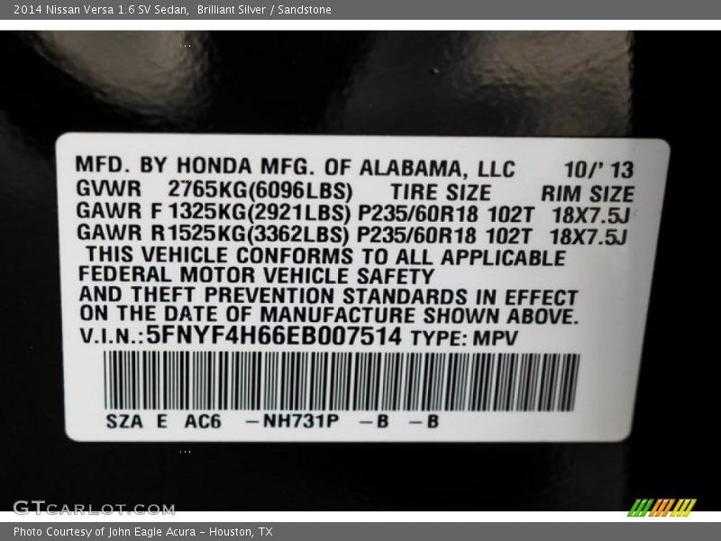 Brilliant Silver / Sandstone 2014 Nissan Versa 1.6 SV Sedan