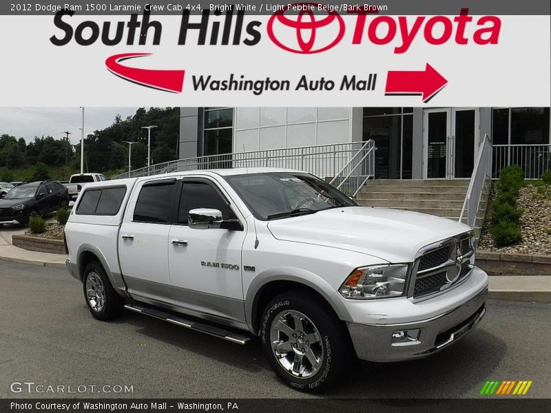 Bright White / Light Pebble Beige/Bark Brown 2012 Dodge Ram 1500 Laramie Crew Cab 4x4