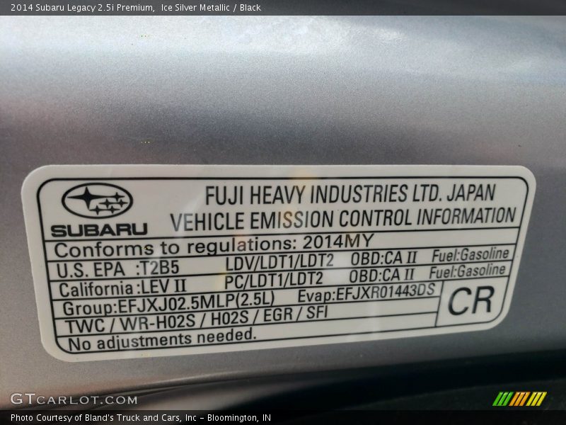 Ice Silver Metallic / Black 2014 Subaru Legacy 2.5i Premium