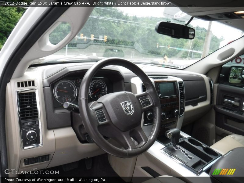 Bright White / Light Pebble Beige/Bark Brown 2012 Dodge Ram 1500 Laramie Crew Cab 4x4