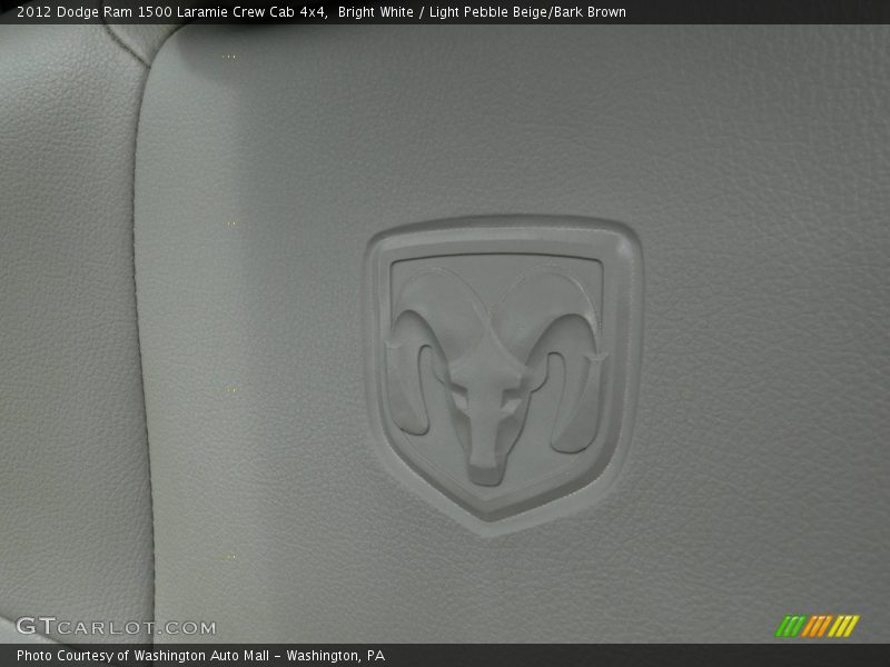 Bright White / Light Pebble Beige/Bark Brown 2012 Dodge Ram 1500 Laramie Crew Cab 4x4