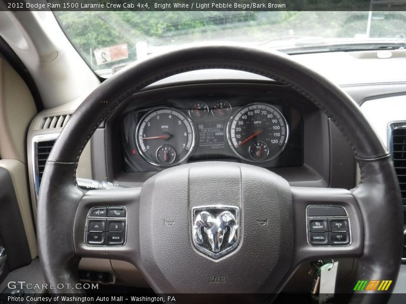 Bright White / Light Pebble Beige/Bark Brown 2012 Dodge Ram 1500 Laramie Crew Cab 4x4