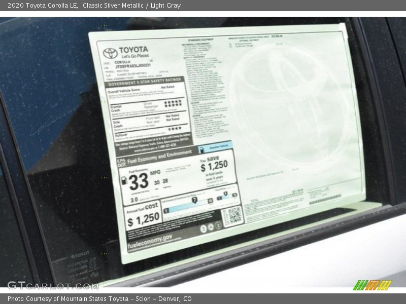 Classic Silver Metallic / Light Gray 2020 Toyota Corolla LE