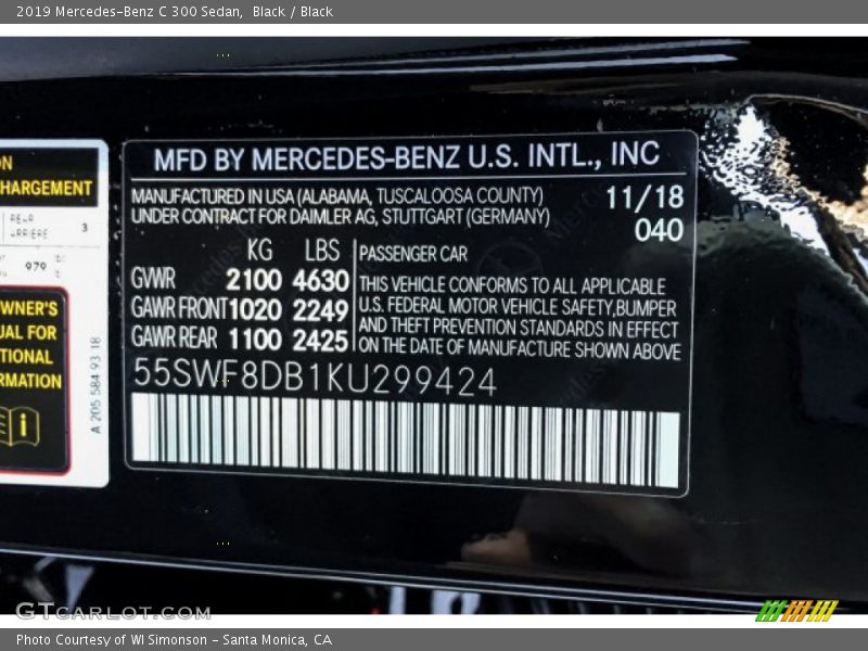 Black / Black 2019 Mercedes-Benz C 300 Sedan