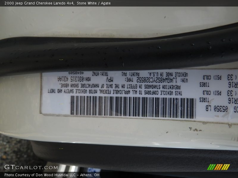 Stone White / Agate 2000 Jeep Grand Cherokee Laredo 4x4