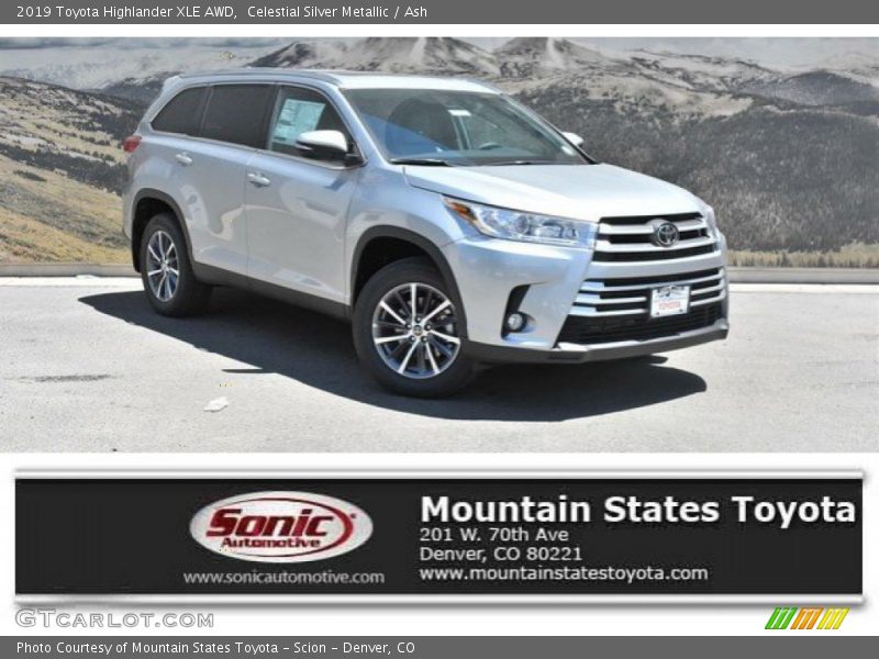 Celestial Silver Metallic / Ash 2019 Toyota Highlander XLE AWD